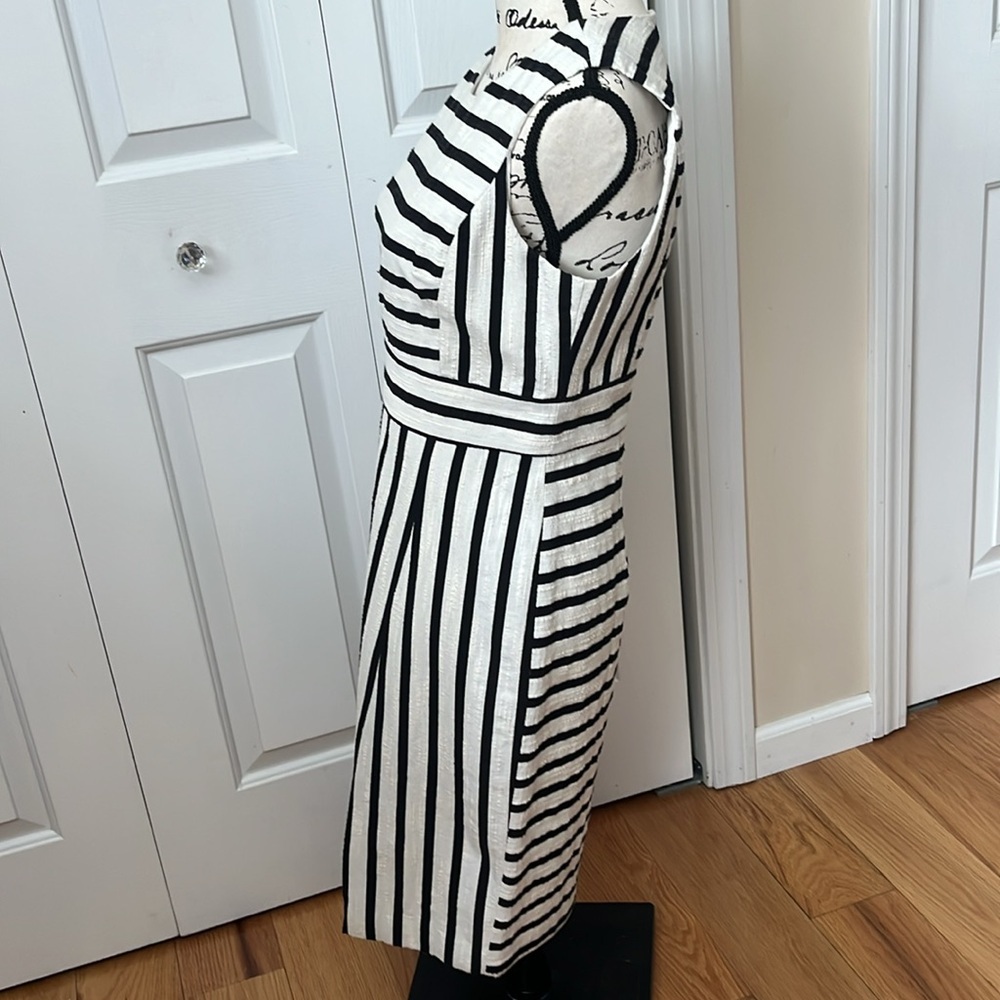 NWT Ann Taylor Black & Cream Striped textured dress Sz 8 Petite - Picture 5 of 11